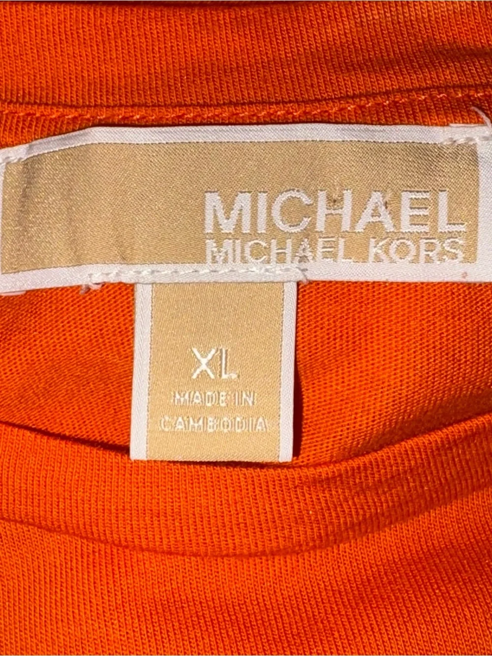 Michael Kors Orange Tulip Sleeve Top Blouse XL Draped Flutter Sleeve